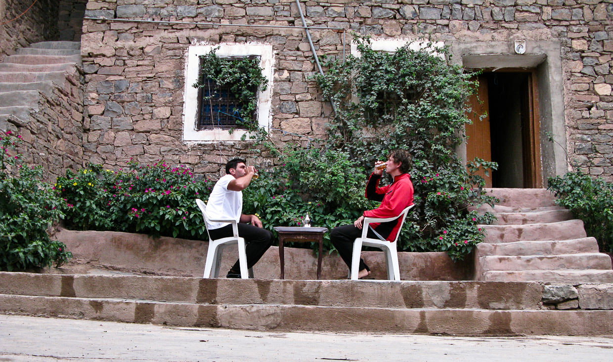 Having a rest after Atlas mountain biking