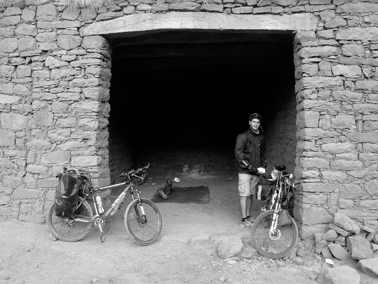 Atlas mountains shelter for cyclist