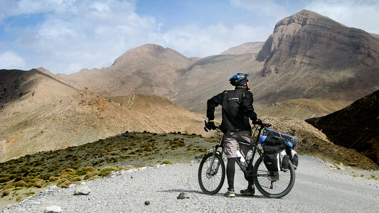 Bikepacker in Atlas mountain