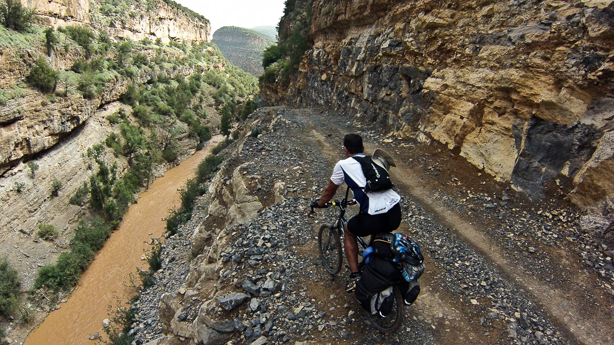 Biker on a Atlas cycling trip